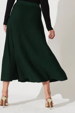 Sale Honeycup Knit Skirt In Emerald Green Cotton Blend Knitwear|Knitwear