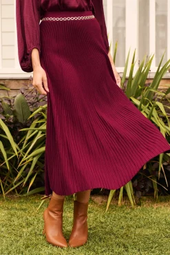 Best Honeycup Knit Skirt In Wine Cotton Blend Bottoms|Skirts & Shorts