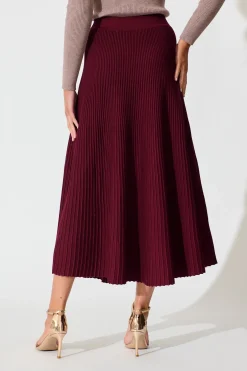 Best Honeycup Knit Skirt In Wine Cotton Blend Bottoms|Skirts & Shorts