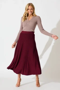 Best Honeycup Knit Skirt In Wine Cotton Blend Bottoms|Skirts & Shorts
