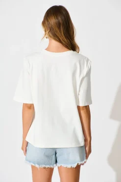 Fashion In the Groove T Shirt In White With Lemon Print Cotton Tops|Casual