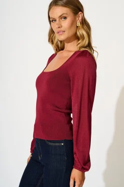 Discount In Your Arms Knit Top in Wine Tops|Knitwear