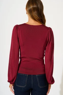 Discount In Your Arms Knit Top in Wine Tops|Knitwear