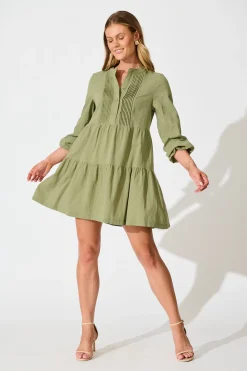 Outlet Inca Shirt Dress In Green Cotton Dresses|Casual
