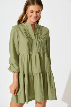 Outlet Inca Shirt Dress In Green Cotton Dresses|Casual