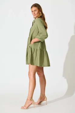 Outlet Inca Shirt Dress In Green Cotton Dresses|Casual