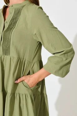 Outlet Inca Shirt Dress In Green Cotton Dresses|Casual
