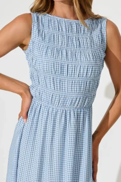 Hot Ionia Maxi Dress in Blue and White Gingham Dresses|Casual