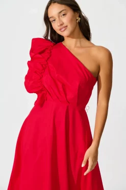 Hot Irisa Maxi Dress in Red Cotton Wedding Guest