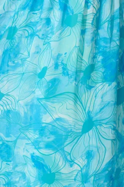 Clearance Isolene Maxi Dress in Blue Watercolour Chiffon Dresses|Casual