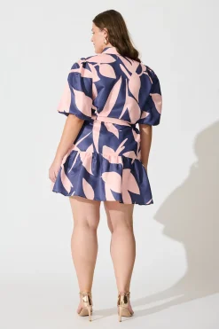 Outlet Janae Shirt Dress In Blue with Blush Print Dresses|Party