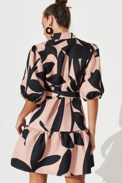 Online Janae Shirt Dress In Brown With Black Print Dresses|Party