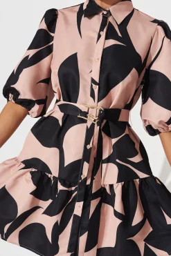 Online Janae Shirt Dress In Brown With Black Print Dresses|Party