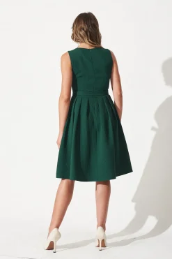 New Jardin Dress In Textured Emerald Green Dresses|Party