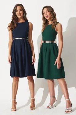 New Jardin Dress In Textured Emerald Green Dresses|Party