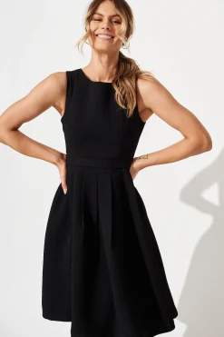 New Jardin Dress In Textured Black Dresses|Party