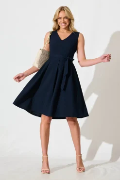 Outlet Jardina Dress in Textured Navy Dresses|Workwear