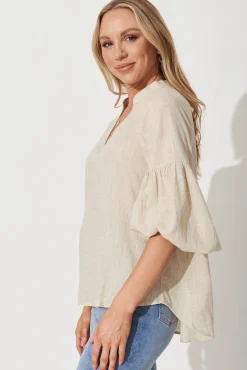 Sale Jasper Top In Oatmeal Linen Blend Tops|Casual