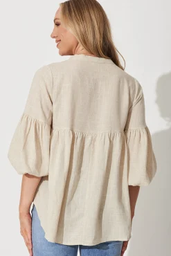Sale Jasper Top In Oatmeal Linen Blend Tops|Casual