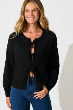 Outlet Jayce Knit Cardigan in Black Wool Blend Knitwear|Knitwear