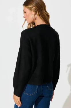Outlet Jayce Knit Cardigan in Black Wool Blend Knitwear|Knitwear