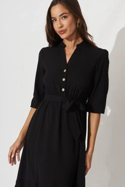 Hot Jemimah Midi Dress In Black Crepe Dresses|Casual
