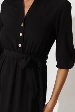 Hot Jemimah Midi Dress In Black Crepe Dresses|Casual
