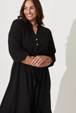 Hot Jemimah Midi Dress In Black Crepe Dresses|Casual