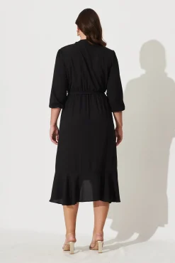 Hot Jemimah Midi Dress In Black Crepe Dresses|Casual