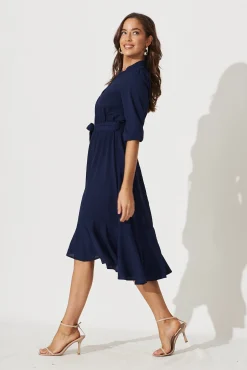 Fashion Jemimah Midi Dress In Navy Dresses|Casual