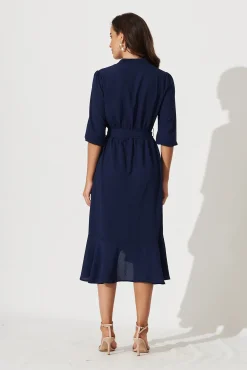 Fashion Jemimah Midi Dress In Navy Dresses|Casual
