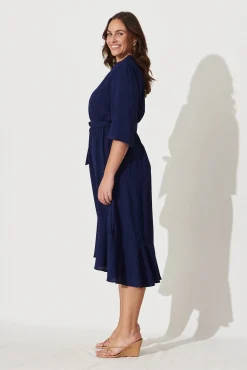 Fashion Jemimah Midi Dress In Navy Dresses|Casual