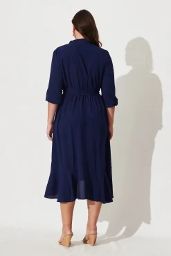 Fashion Jemimah Midi Dress In Navy Dresses|Casual