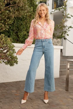Clearance Jency Mid Rise Wide Leg Jean In Light Blue Denim Bottoms|Denim