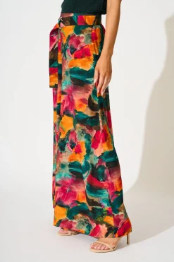 Clearance Jewel Mist Pant in Multi Watercolour Print Bottoms|Pants