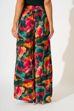 Clearance Jewel Mist Pant in Multi Watercolour Print Bottoms|Pants