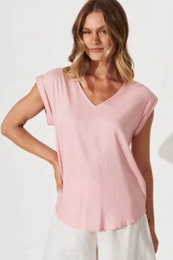 New Jina Top In Blush Linen Blend Tops|Workwear