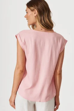 New Jina Top In Blush Linen Blend Tops|Workwear