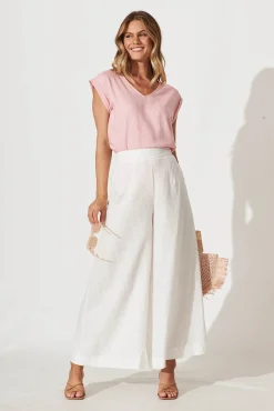 New Jina Top In Blush Linen Blend Tops|Workwear