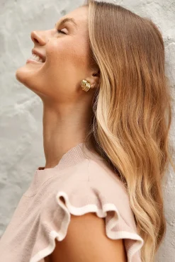 Fashion Jocelyn Coil Stud Earrings in Gold Jewellery