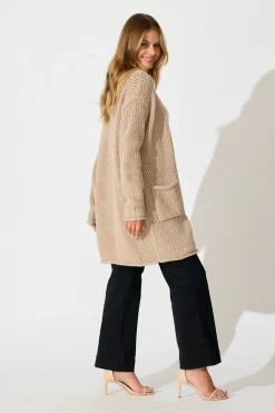 Sale Jodi Knit Cardigan in Beige Wool Blend Knitwear|Knitwear