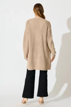 Sale Jodi Knit Cardigan in Beige Wool Blend Knitwear|Knitwear