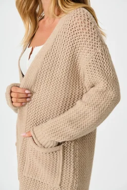Sale Jodi Knit Cardigan in Beige Wool Blend Knitwear|Knitwear