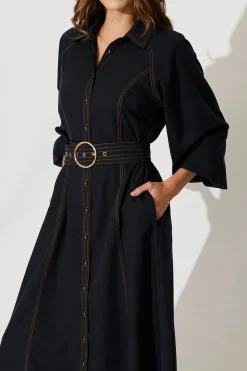 Hot Josephina Midi Shirt Dress In Navy Dresses|Casual
