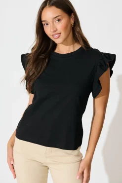 Sale Joyce Top in Black Cotton Tops