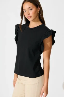 Sale Joyce Top in Black Cotton Tops