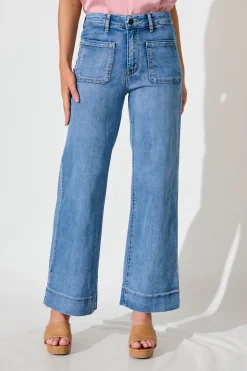 Discount Juan High Rise Wide Leg Jean In Mid Blue Denim Bottoms|Denim