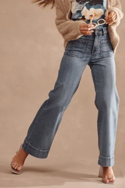 Discount Juan High Rise Wide Leg Jean In Mid Blue Denim Bottoms|Denim
