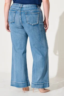 Discount Juan High Rise Wide Leg Jean In Mid Blue Denim Bottoms|Denim