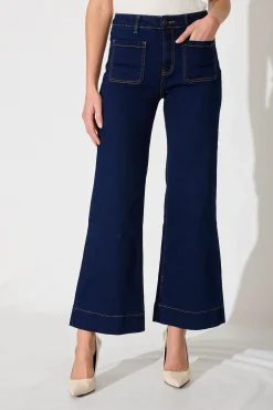 Clearance Juan High Rise Wide Leg Jean In Dark Indigo Denim Bottoms|Denim